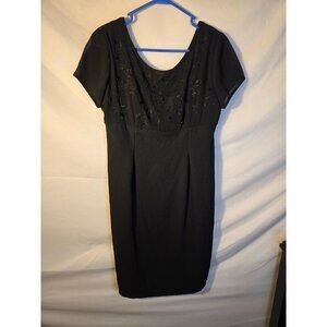 Liz Claiborne Classic Black Dress Cocktail Women’s Size 6 Beaded Short Sleeve